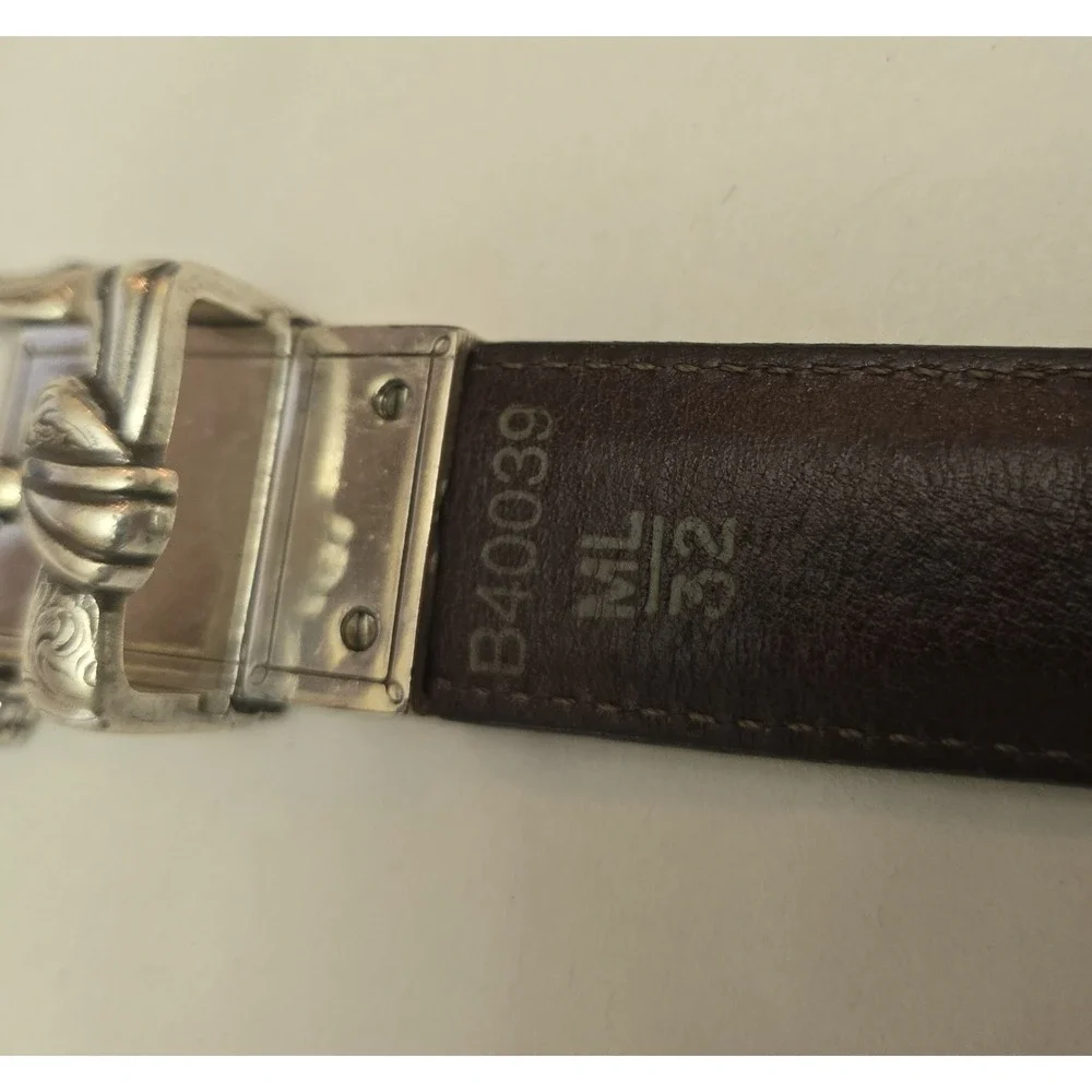 Brighton Reversible Western Belt Black Tan‎ Croc Leather Silver Buckle Size M 32